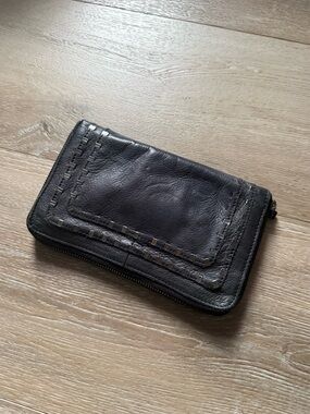 Cut n paste Los Angeles genuine leather studded grunge clutch